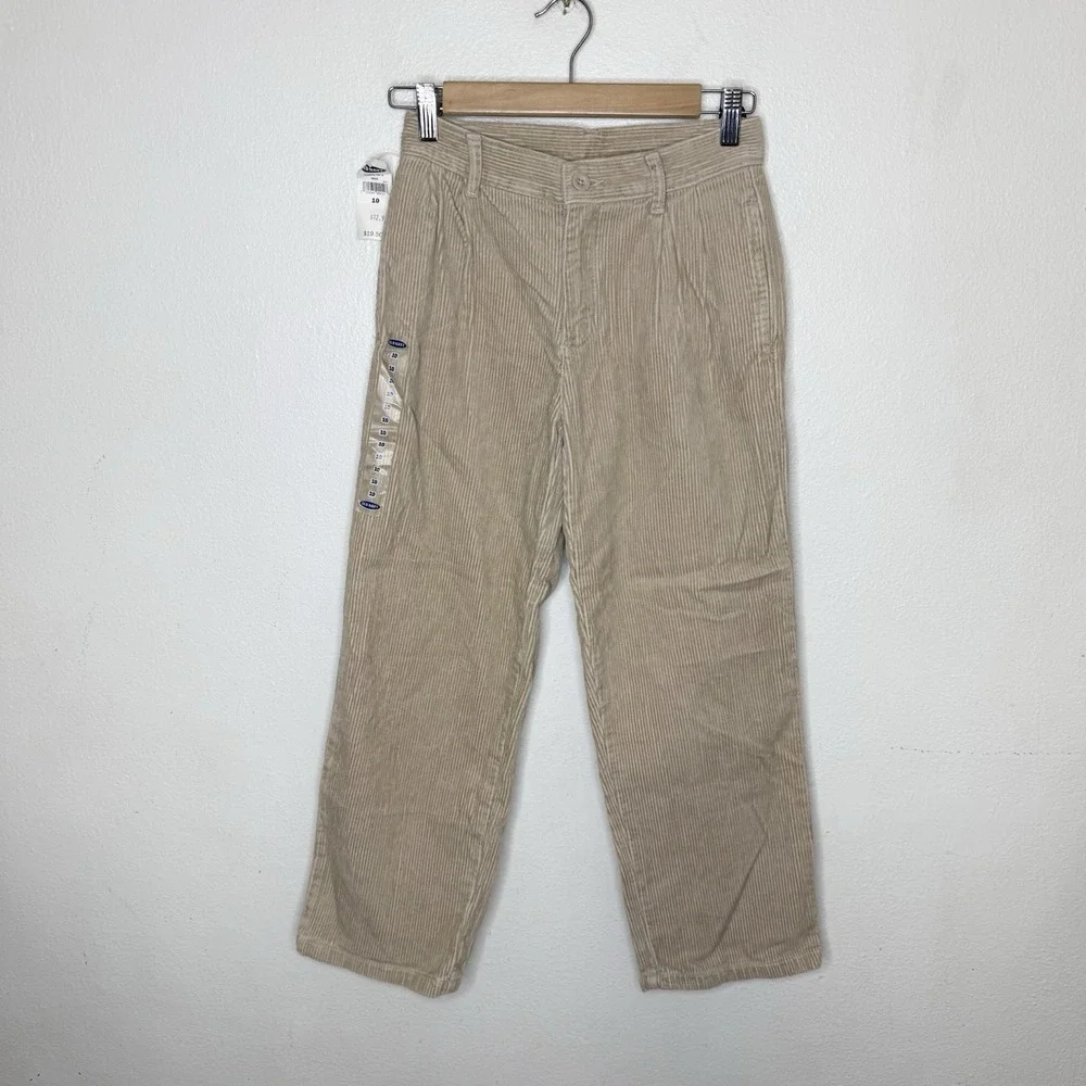 New Y2K Old Navy Beige Corduroy Straight Leg Pants Pockets Boys Size 10